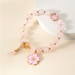 Flower Charm Beaded Bracelet